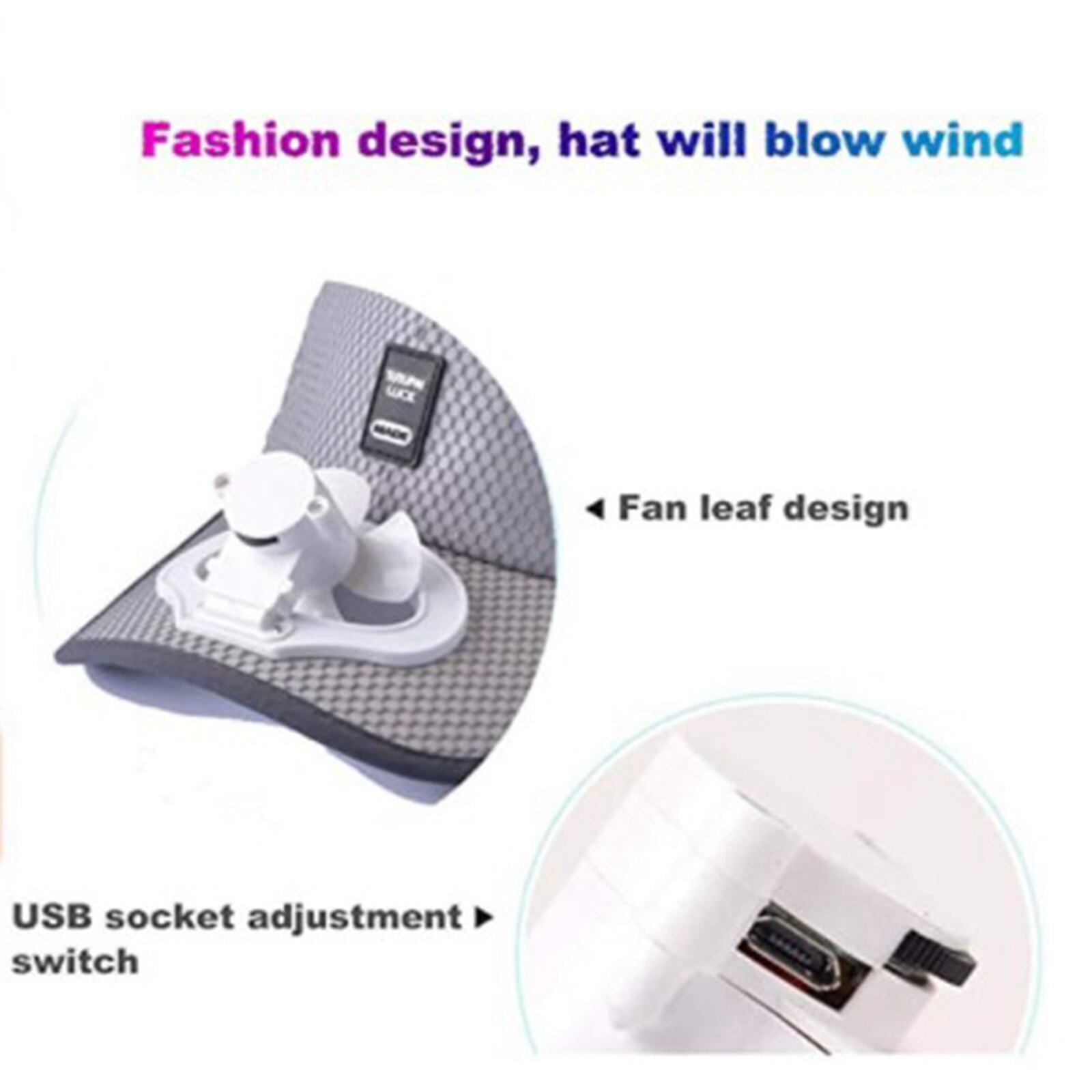 Cooling Fan Baseball Cap Adjustable Sun Visor Hat Outdoor Hiking Peaked Caps