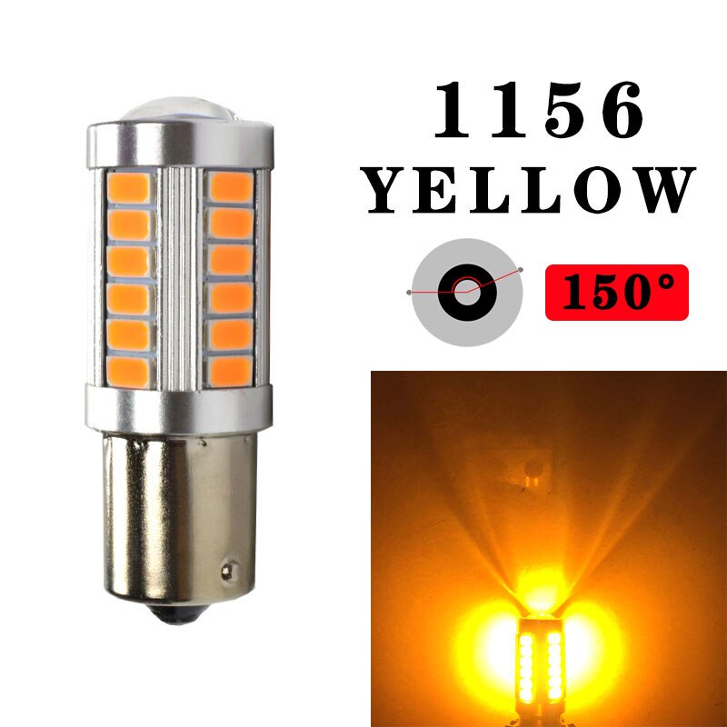 1156 ba15s p21w 1157 p21/5w t20 led automotive tail glödlampa bromsljus bil led backljus varselljus varslar: 1156 gula bau 15s
