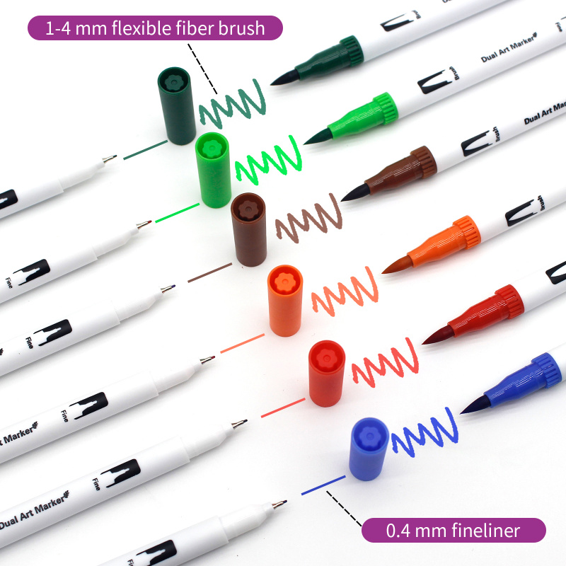 Markers Set 36/48/72/120 Kleuren FineLiner Dual Tip Brush Pen Tekening Schilderen Aquarel Art Marker Pennen voor Manga Art Supplies