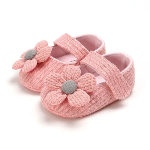 Spring 0-18M Baby Girl Big Flower Crib Shoes Buckle Strap Soft Bottom Cotton Anti-Slip Toddler Infant Footwear 3 Colors: B / 0-6 Months