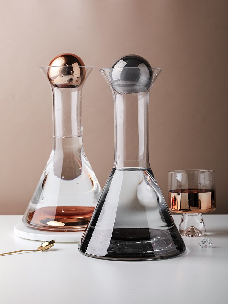 European-Style Crystal Glass Electroplating Rose Gold Water Jug American Decanter Wine Set