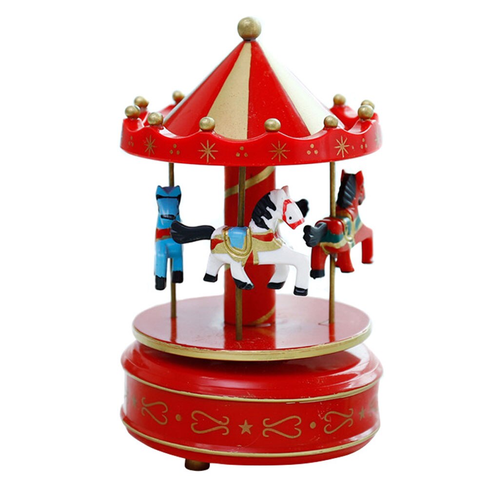 Romantic Carousel Horse Music Box Toy Artistic Wooden Carousel Music Boxes SMD66: Color 10