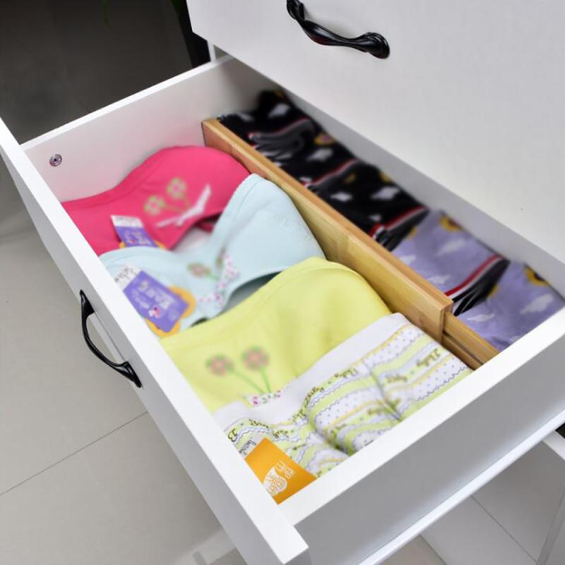 2/4Pcs Adjustable Bamboo Drawer Dividers Drawer Separator Expandable Drawer Dividers for Kitchen Wardrobe Office Divider Board