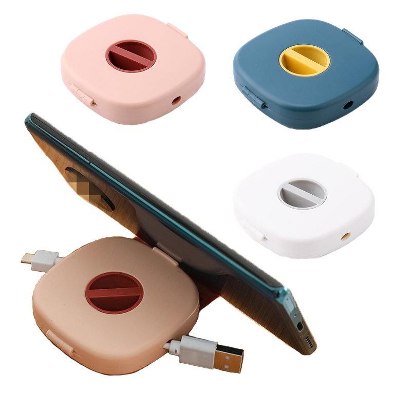 Multifunctionele Portable Draaibare Mobiele Telefoon Houder Datakabel Organisator Opbergdoos Mobiele Telefoon Opladen Kabel Winder