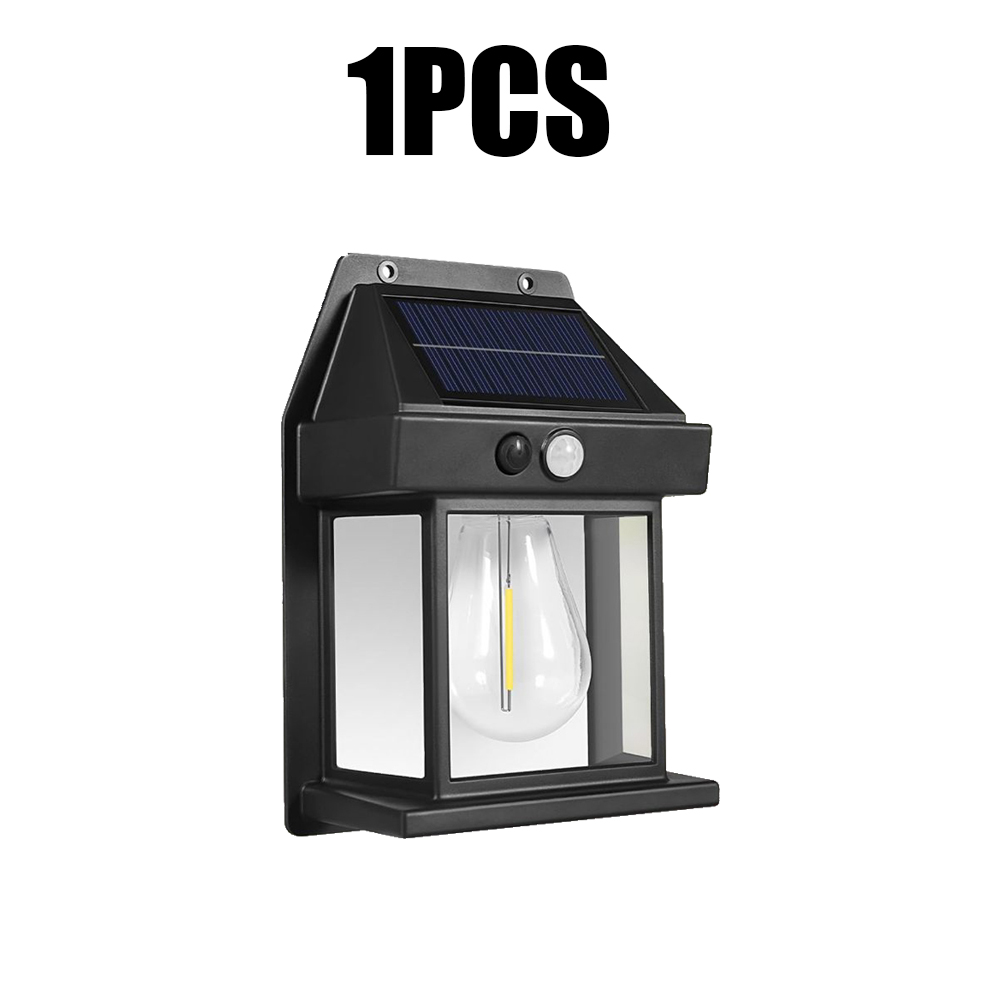 Outdoor Solar Tungsten Wandlamp LED Tungsten Lamp met Bewegingssensor Solar Tuin Decoratief Licht Tuin Villa Nachtlampje: Blauw