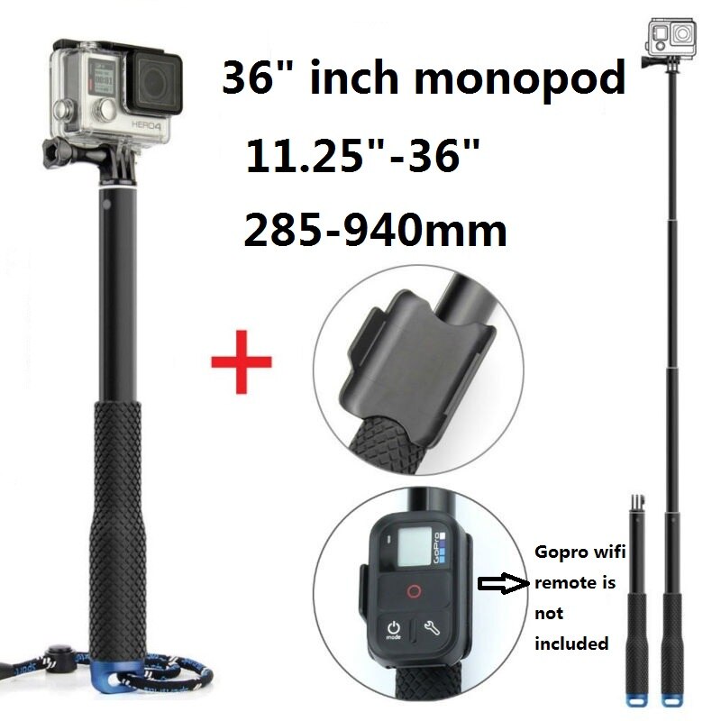 GoPro-monopié telescópico extensible de mano, 36 pulgadas, soporte remoto Wifi, Clip para GoPro Hero 5, 4, 3 +, 3, SJCAM XIAOYI