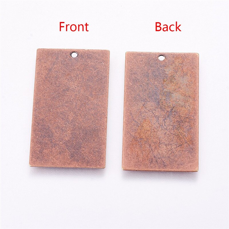 10 Uds. De etiquetas de Metal de cobre rojo/bronce antiguo, charms de latón en blanco, etiqueta para sellar colgantes, collar, joyería DIY F70