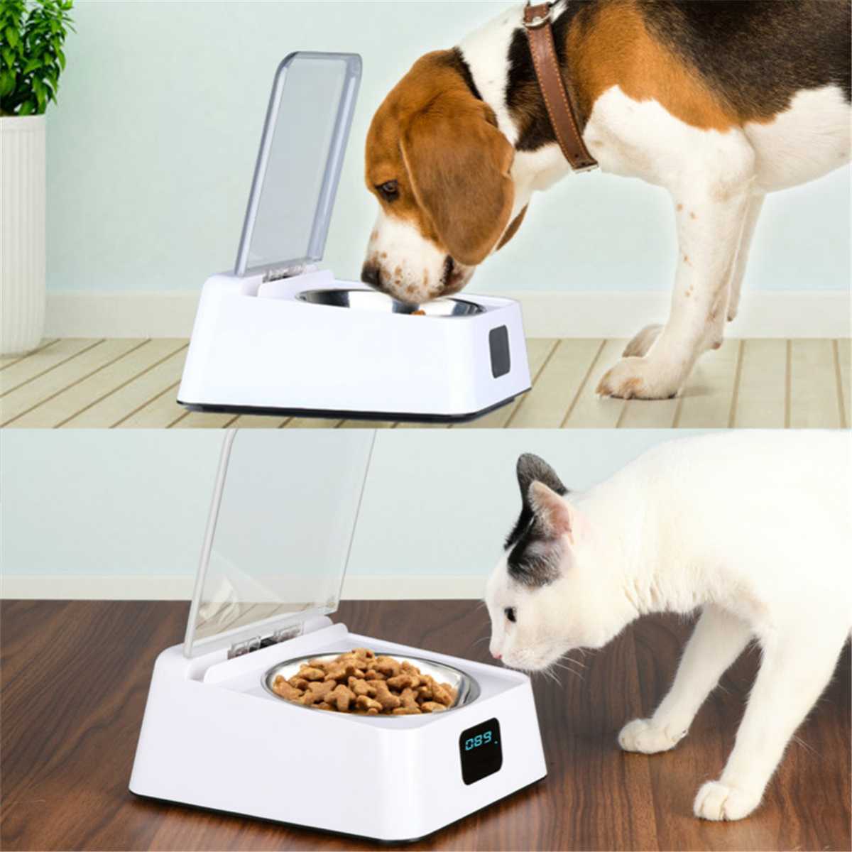 Pet Feeder Smart Dish Infrared Sensor Automatic Pet Feeder Dispenser Dogs Cat Food Rechargable With Moisture-proof Cover