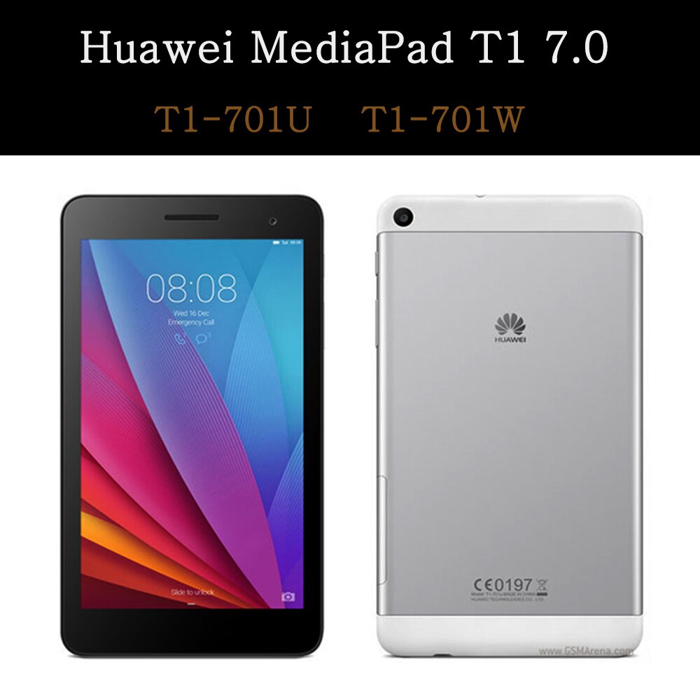 Funda Huawei MediaPad T1 7.0 T1-701U T1-701W Shockproof Tablet Case Stand Holder Flip Cover Slim Coque + Tempered Glass