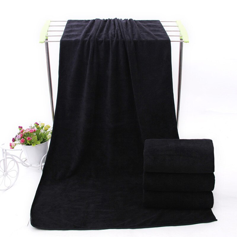 Mikrofaser-Badetuch – weiches und leichtes Gesichtstuch, geruchloses Bad, Spa, Fitnessstudio-Handtuch (schwarz)