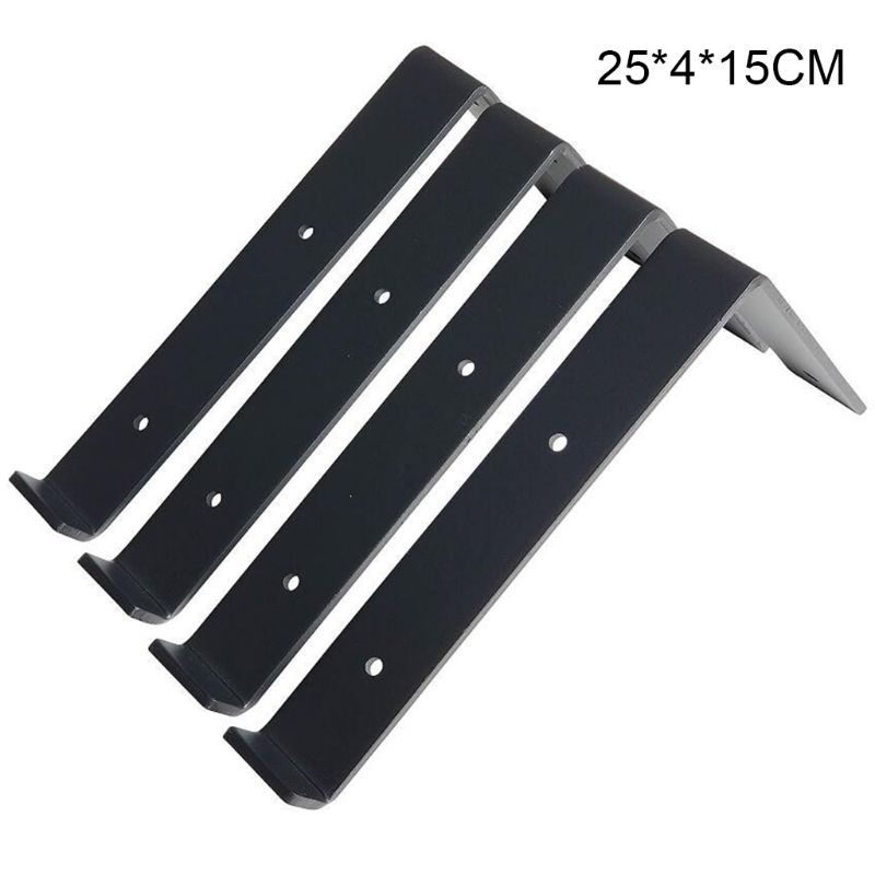 4 stk/sæt metal vægmonteret sort hyldebeslag bæreplade l-formet hylde