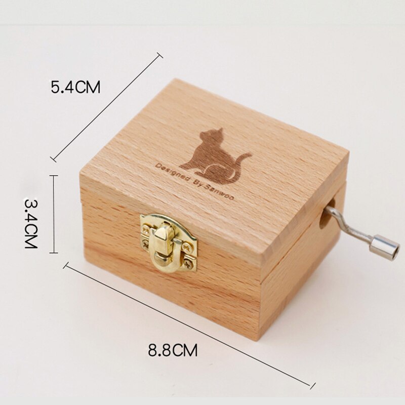 Wood Carving and Color Printing Music Box Cute Animal Music Box Hand Crank Wooden Music Box Children's Birthday Valentine's Day: 9(with mirror)