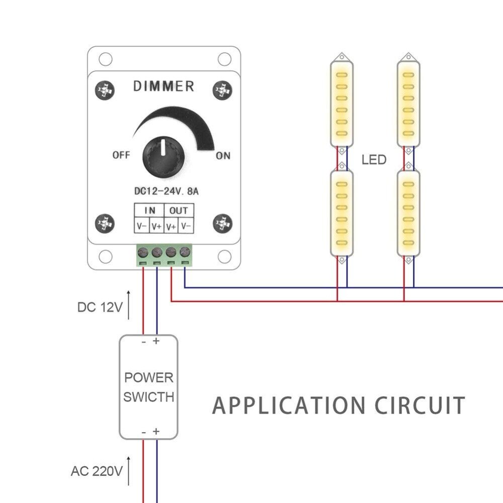 Ledd dimmer  dc12-24v 8a regulator justerbar lysstyrkebryterkontroller for enkeltfarget stripelys