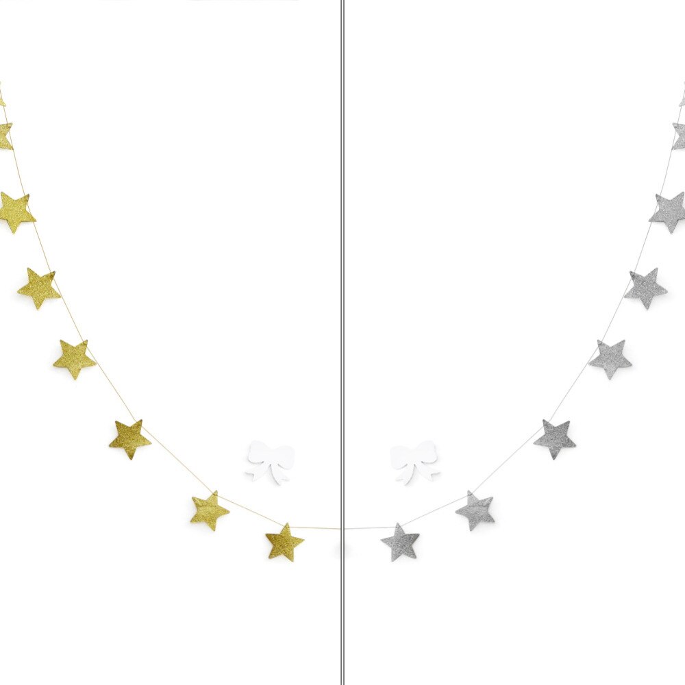 Gold Stars Hanging Decoration Garland Banner Pastel Star Garland Bunting for Weddings Party Children's Rooms Mosquito Nets Room