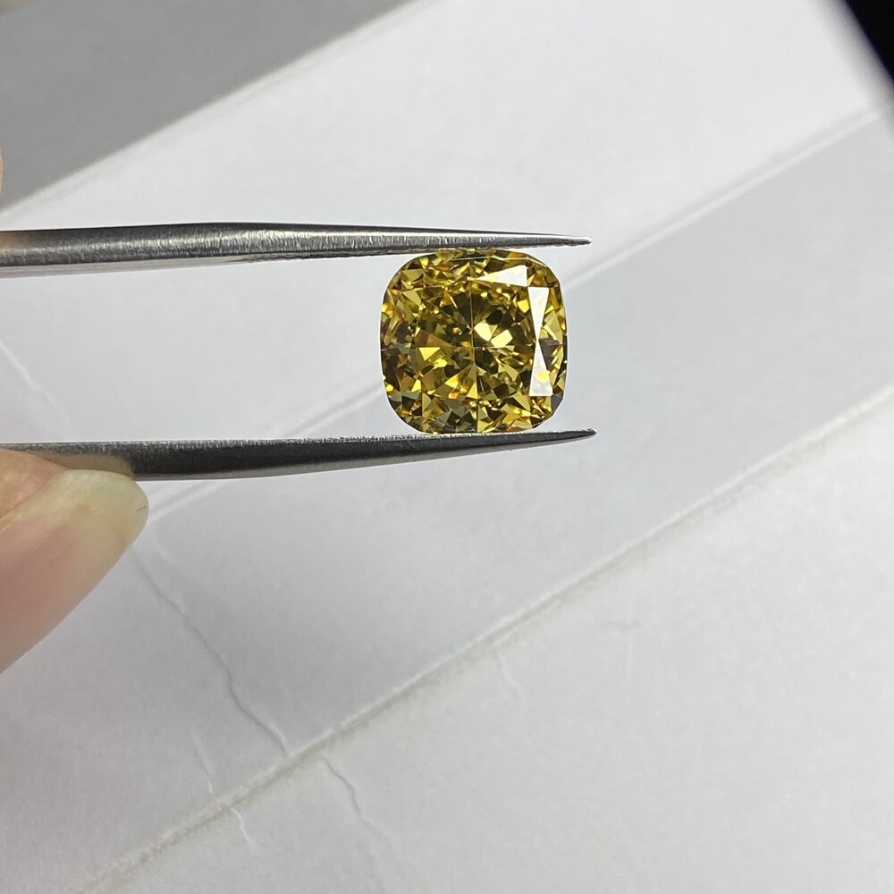 Meeiddian 6A 9x9MM 7.5 CTS cuscino pietra preziosa di diamante giallo Vivied con zirconi tagliati sul ghiaccio