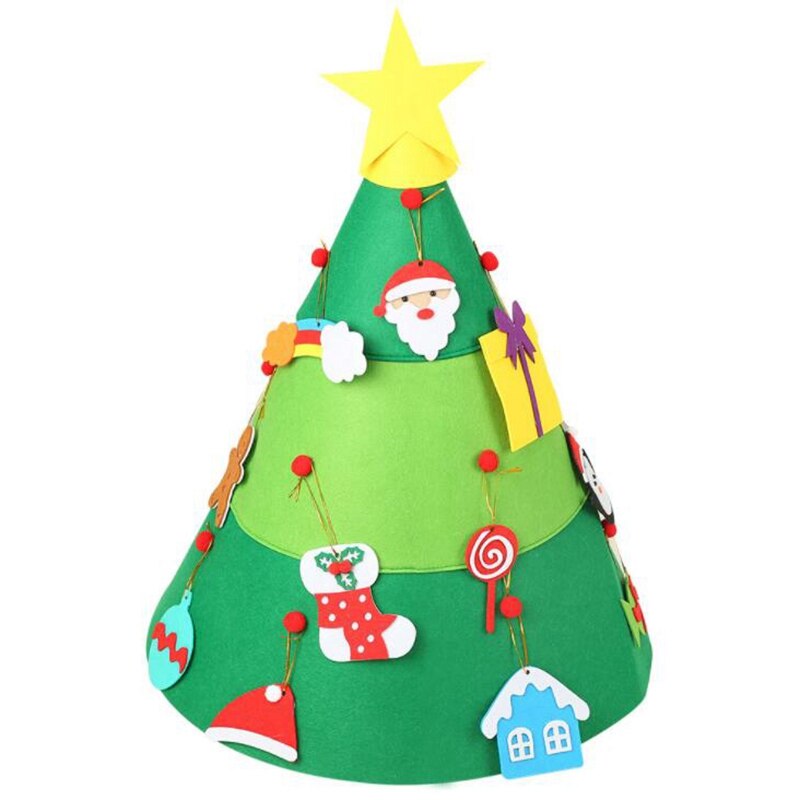 Filt juletre for barn 3.2ft gjør-det-selv juletre med småbarn 17 stk pyntegjenstander for barn xmas hengende hom