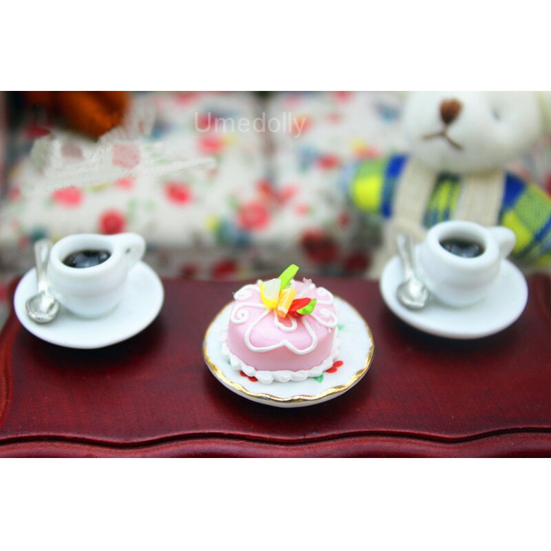 1 Set Mini 1/12 Dollhouse Miniature Coffee Cup + Spoon for 1/6 Blyth BJD Doll Food Drinks Pretend Play Kitchen Toy