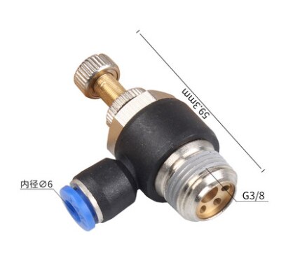 5Pcs SL 4mm 6mm 8mm 10mm 12mm Fast connection Pneumatic Fitting M5 1/8" 1/4" 3/8" 1/2 air speed Regulating throttle valve: SL6-03