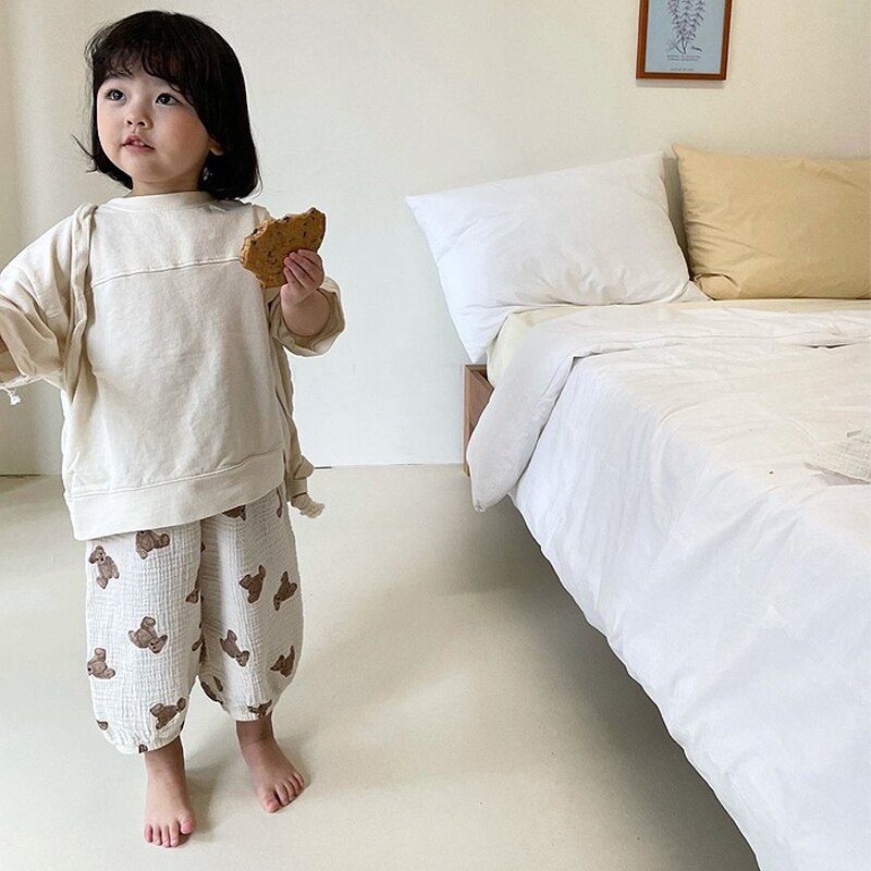 Baby Broek Zomer Kleding Kinderen Beer Print Leuke Katoenen Casual Broek Zuigelingen Jongens Meisjes Losse Muggen Buiten Broek