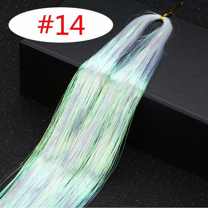 2 st/lot flerfärgat löshår glitter glitter highlights syntetiskt hårförlängning för hårflätningstillbehör: 14