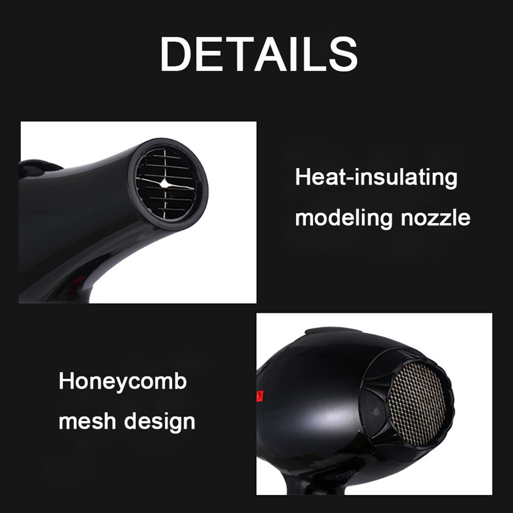 2200W Salon Compact Hair Dryer and Cold Strong Wind 6 Gears Dry Quickly Electric Blowdryer US Plug 1Nozzle