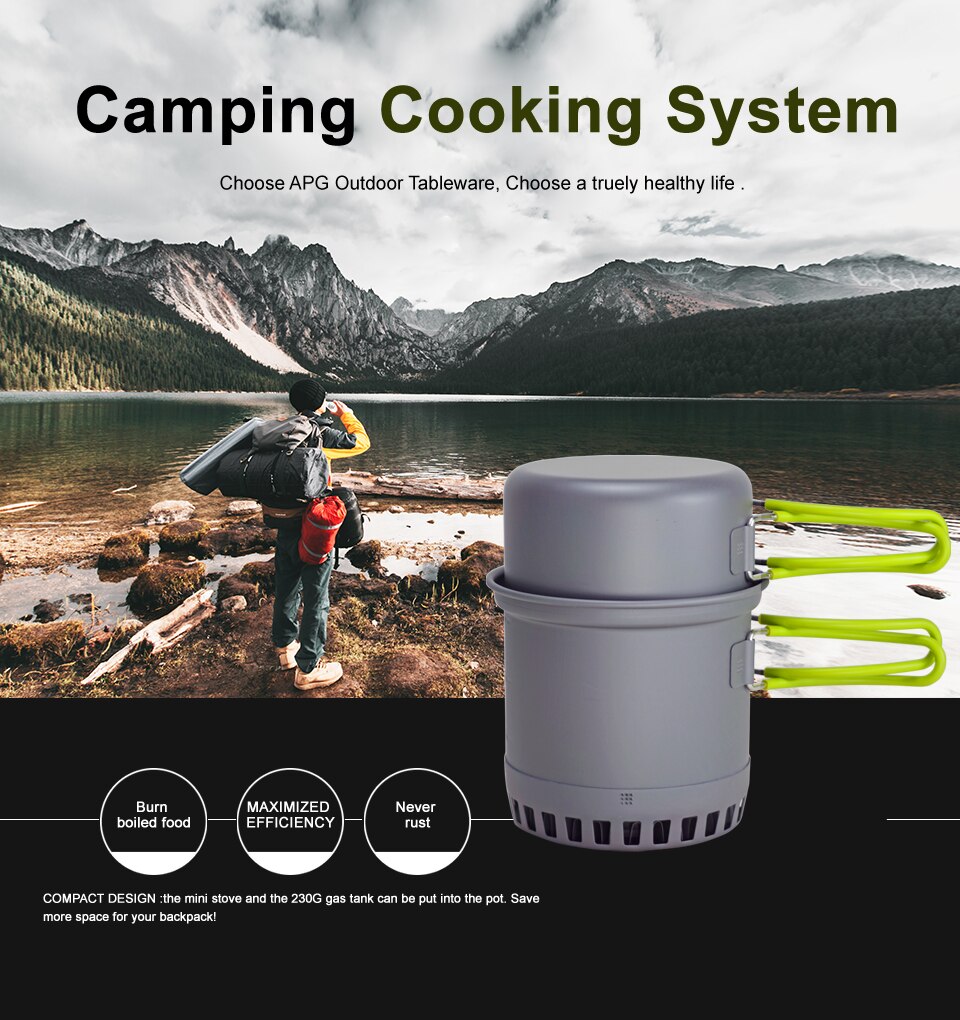 APG Ultralight Camping Kookgerei Koken Systeem Outdoor Servies Bowl Pot Pan Gebruiksvoorwerpen Bestek