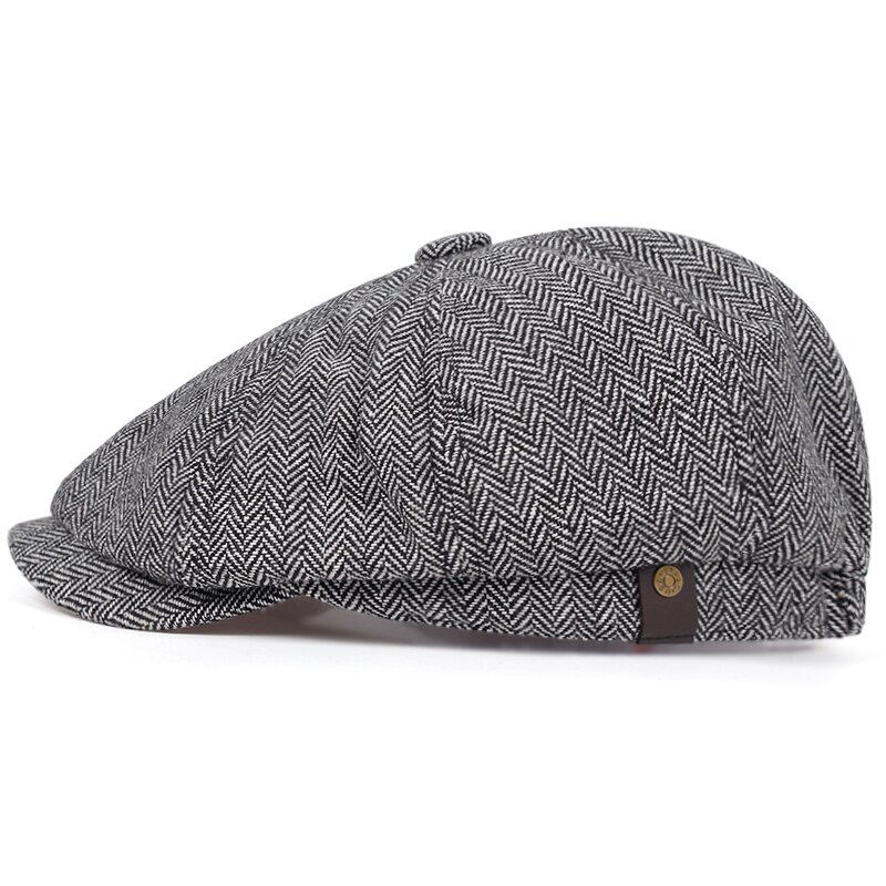 Nueva boina marrón de cuadros sombrero masculino algodón % hip hop sombreros Otoño e Invierno gorra de ocio al aire libre gorras de