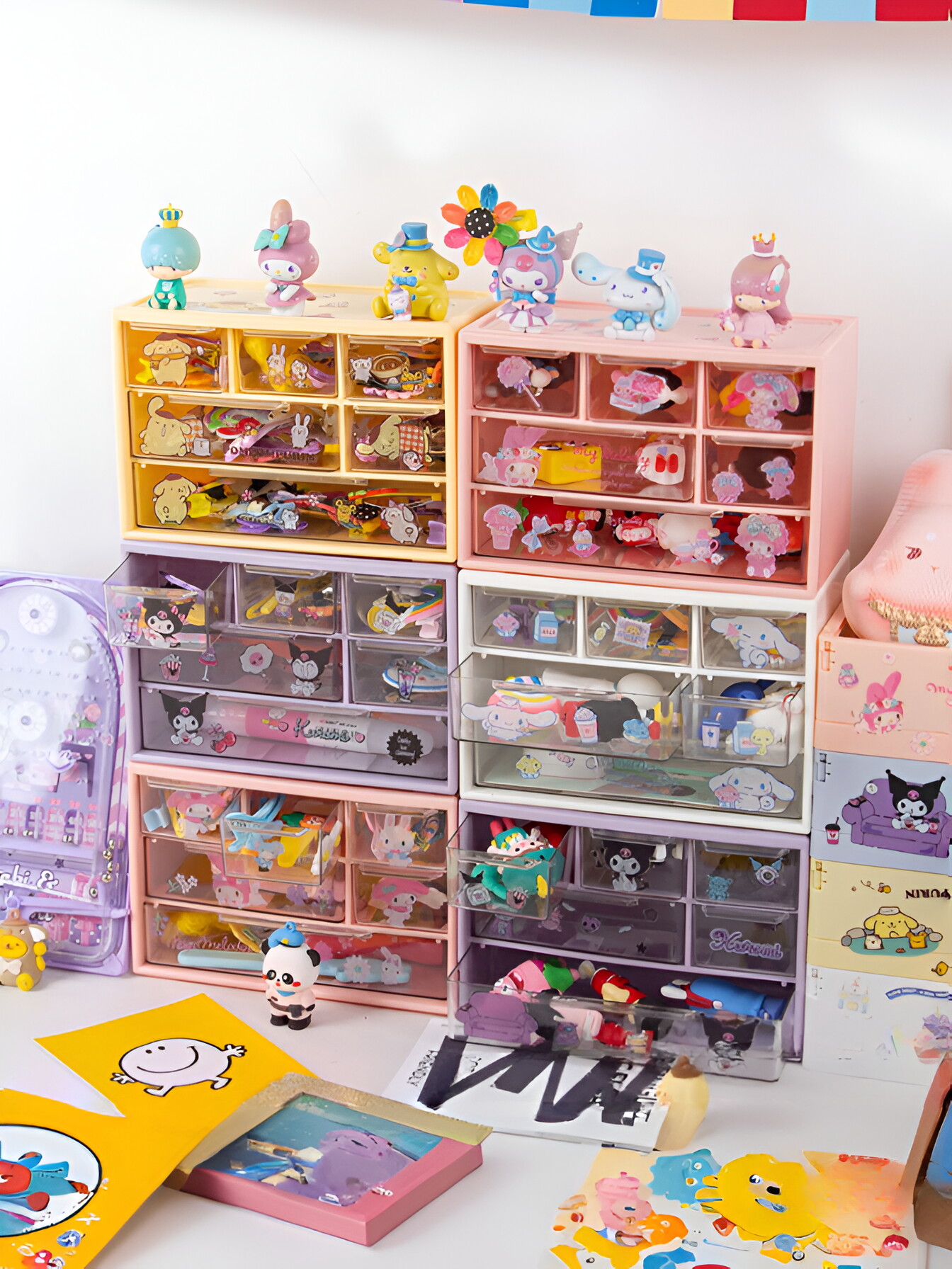 Organisator Opbergdoos Mini Bureauladen Stapelbaar Negen vierkant raster Opbergdoos Haarspeld Sticker Cosmetica Accessoires