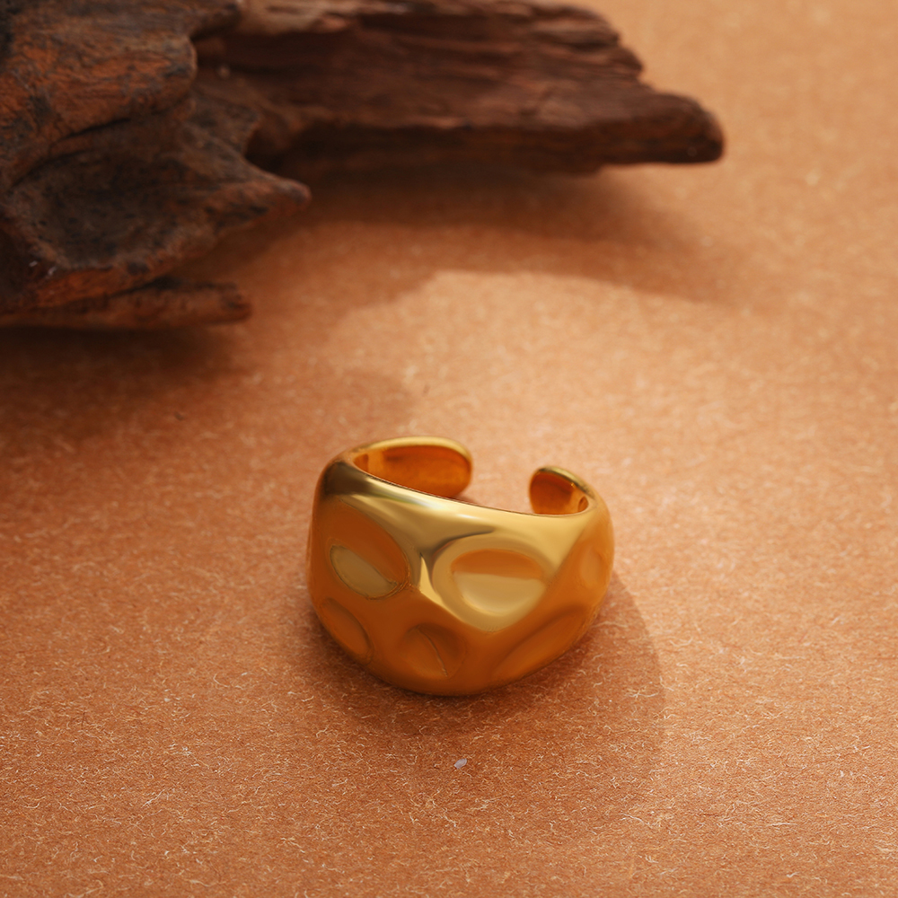 Onregelmatige geometrische gladde metalen open ringen voor dames heren Verklaring dikke koepelvingerring verstelbare roestvrijstalen sieraden: green
