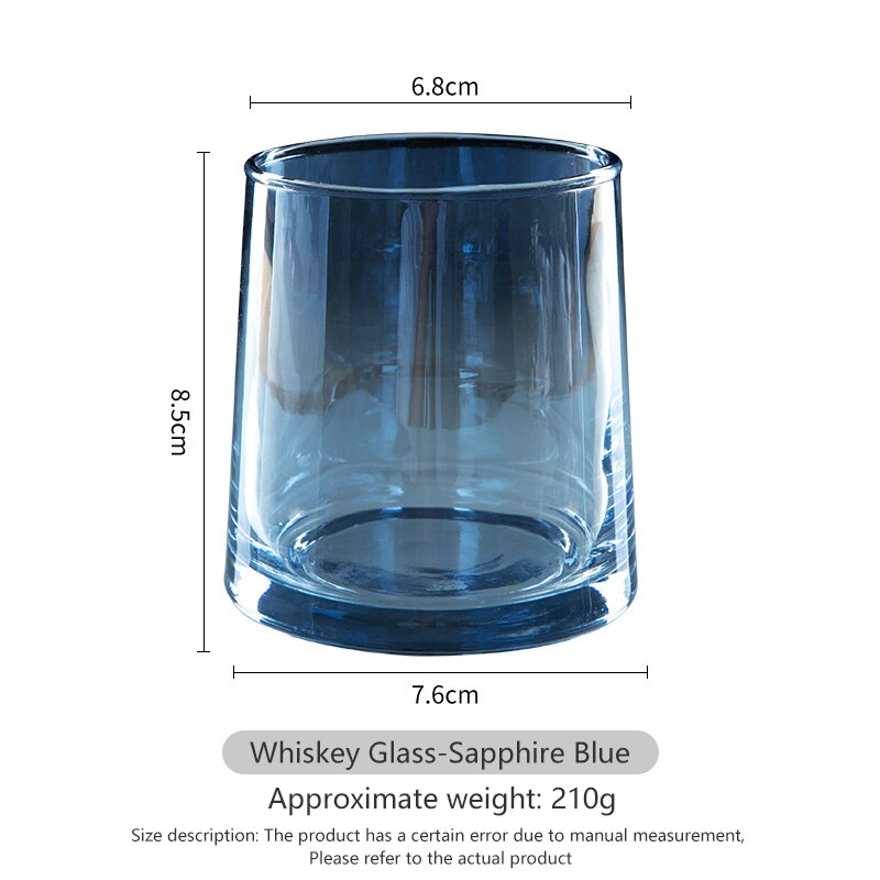 Whiskey Glass, Kitchen Heavyweight Water Glass,Ins Wind ,6 Colour, Water Cup, Juice Glass ,Wine Glass ,Drinking Cup: Sapphire blue