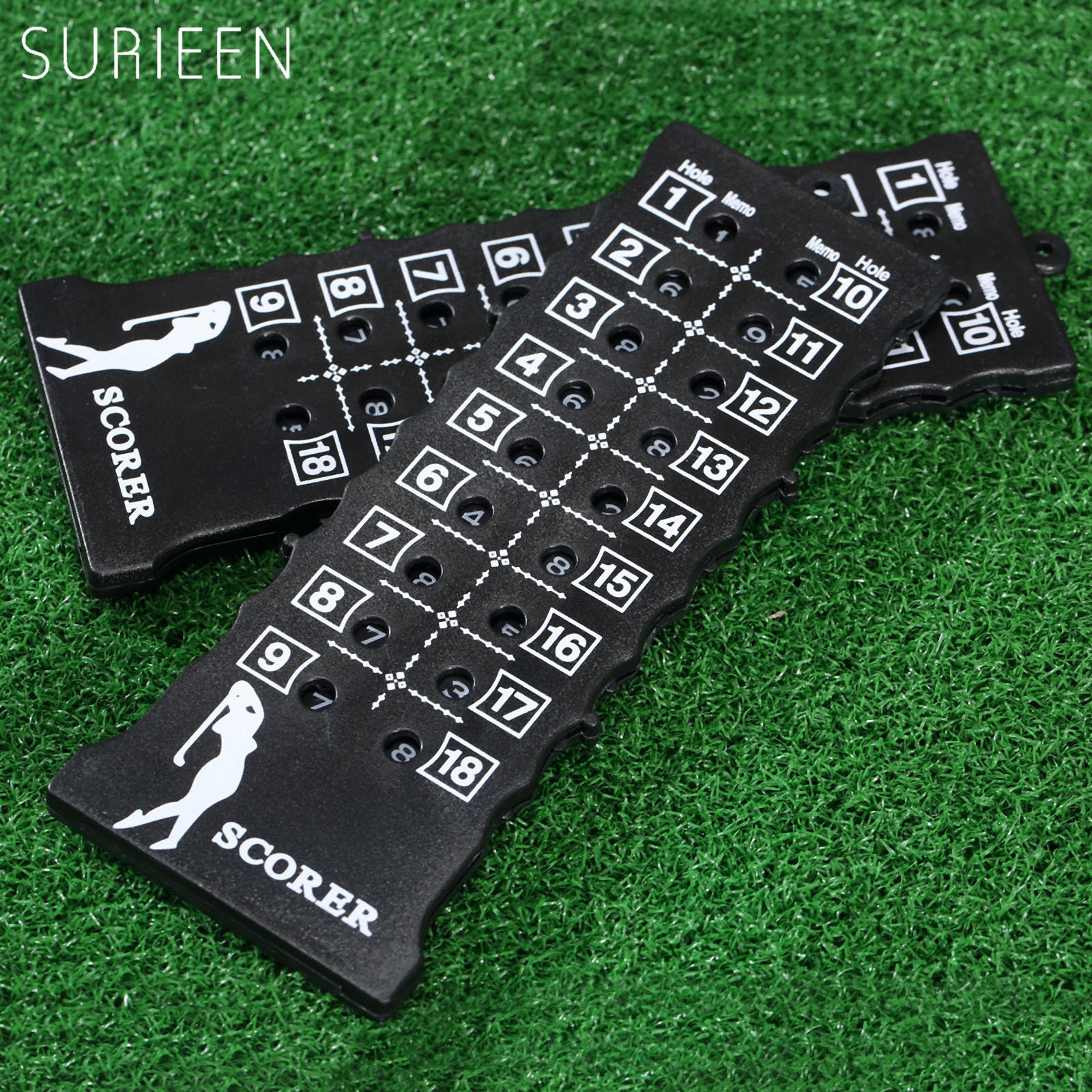 Plastic 18 Holes Golf Stroke Putt Score Card Counter Golf Score Indicator met Sleutelhanger Milieu Golf Score Counter Black