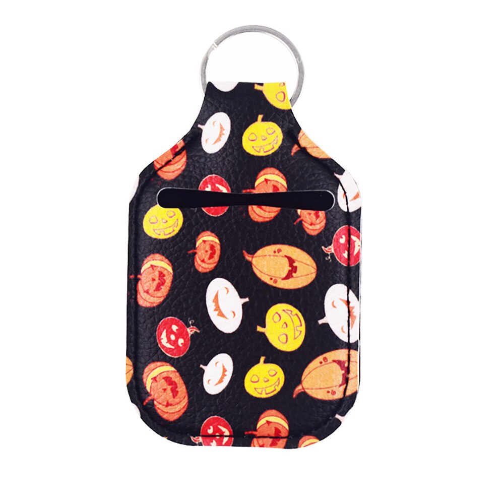 Spider Print Neoprene Hand Sanitizer Bottle With Keychain Bags 30ml Key Rings Hand soap Bottle Holder Halloween Christmas