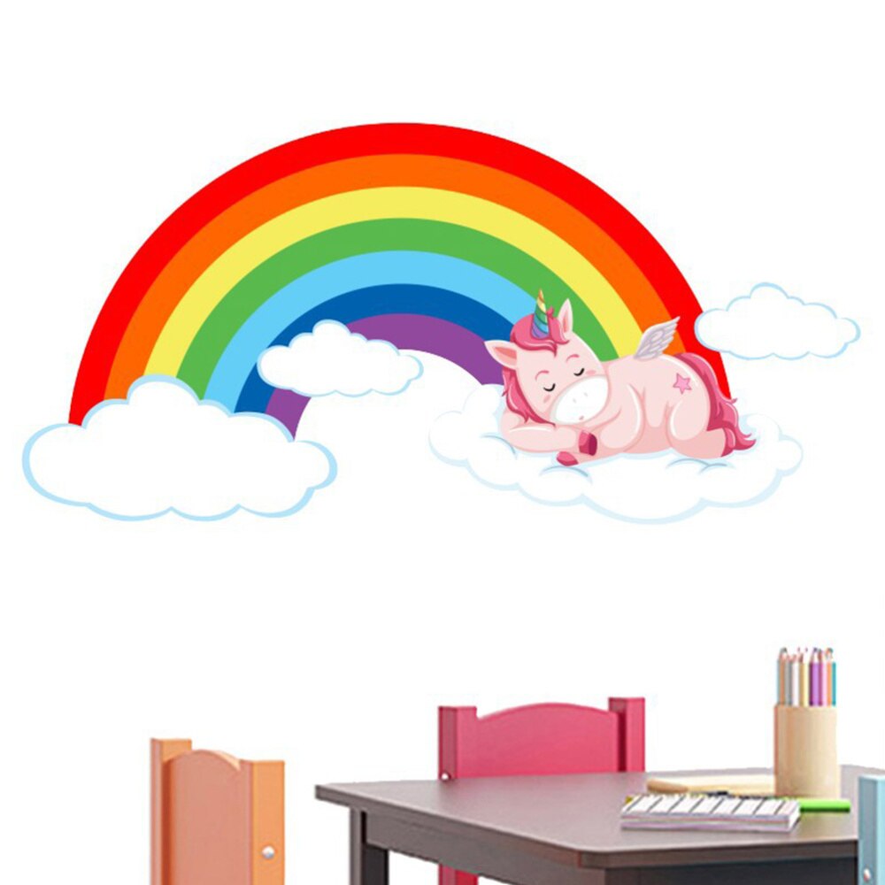 Rainbow Wall Stickers Wallpaper Unique Wall Decal Decorative Sticker for Kids Living Room Bedroom