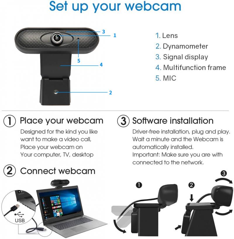 webcam 1080p pc High Definition computer cameras with Built-in HD microphone for Online Teaching Live Broadcast