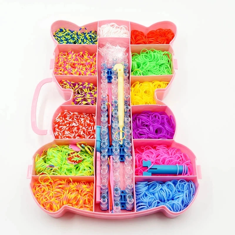 Kit de bandes de métier à tisser en caoutchouc fait à la main pour enfants, métier à tisser torsadé, fabricant de bracelets, kits exécutifs, navire chia, en stock, bricolage