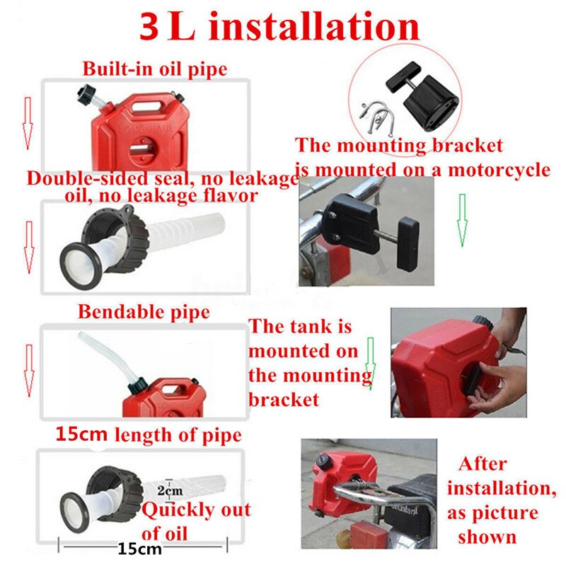 3L Plastic Motorcycle Fuel Tank Static Bike Motorcycle Car Plastic Portable Jerry Can Gas Fuel Tank Petrol ATV UTV Gokart