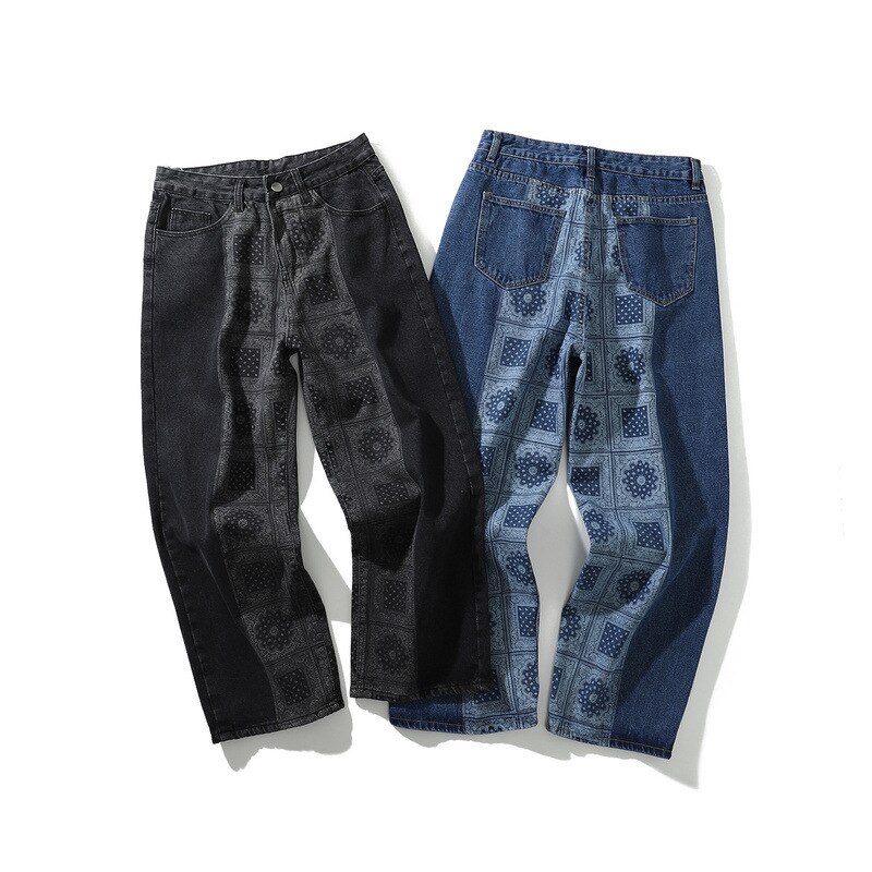 Pantalones de papá para hombre y mujer, Vaqueros anchos de camal ancho, lavado de hip hop desgastado West Coast