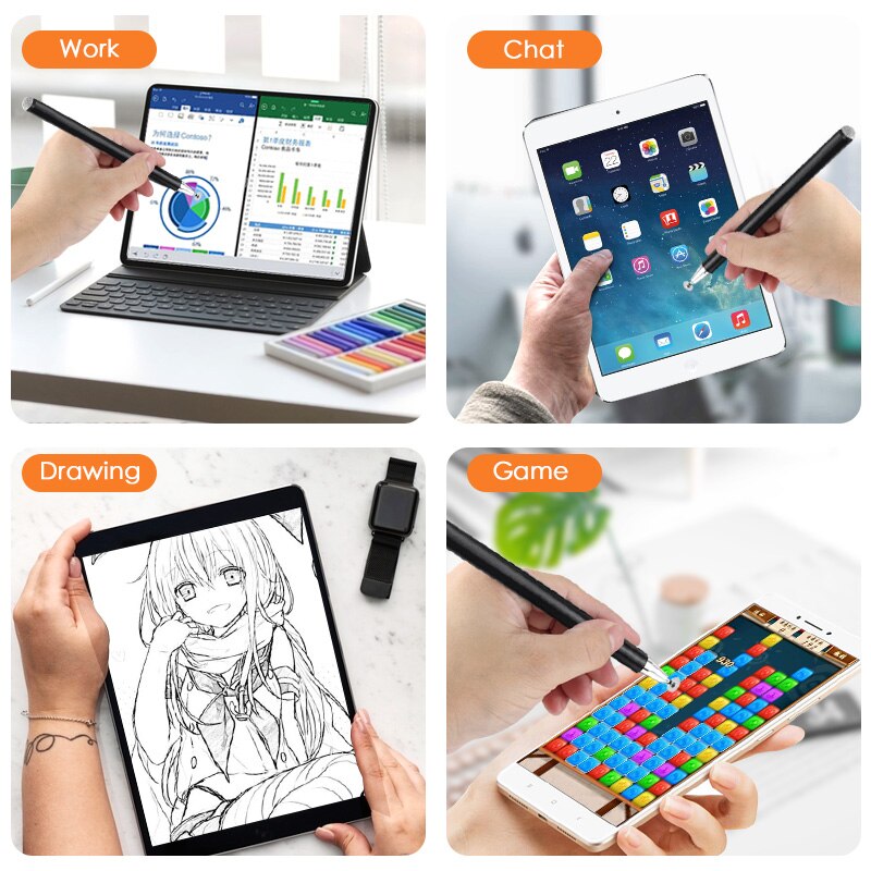 Fonken stylus kynä kosketusnäytölle 2- in -1 kosketettu kynä puhelin tabletille näkyvä kärki piirustuskynä samsung android kynä kannettava tietokone