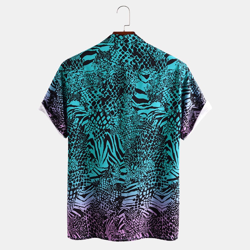 Camisa estampada con de serpiente para hombre, novedad del en camisas de manga corta con botones hasta abajo, camisa Social informal para hombre, camisa masculina