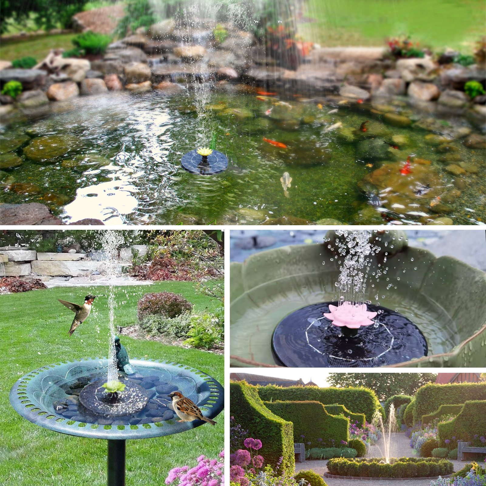 Fontaine solaire de jardin, cascade, piscine, bain d&#39;oiseaux, flottante, pompe à eau d&#39;extérieur, décoration de jardin