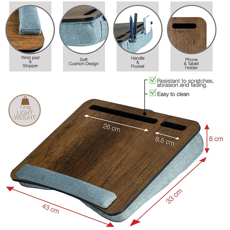 Laptop Bureau Draagbare Tafel Kussen Kussen, Past Tot 15.6 Inch Laptop Tablet En Telefoon Houder
