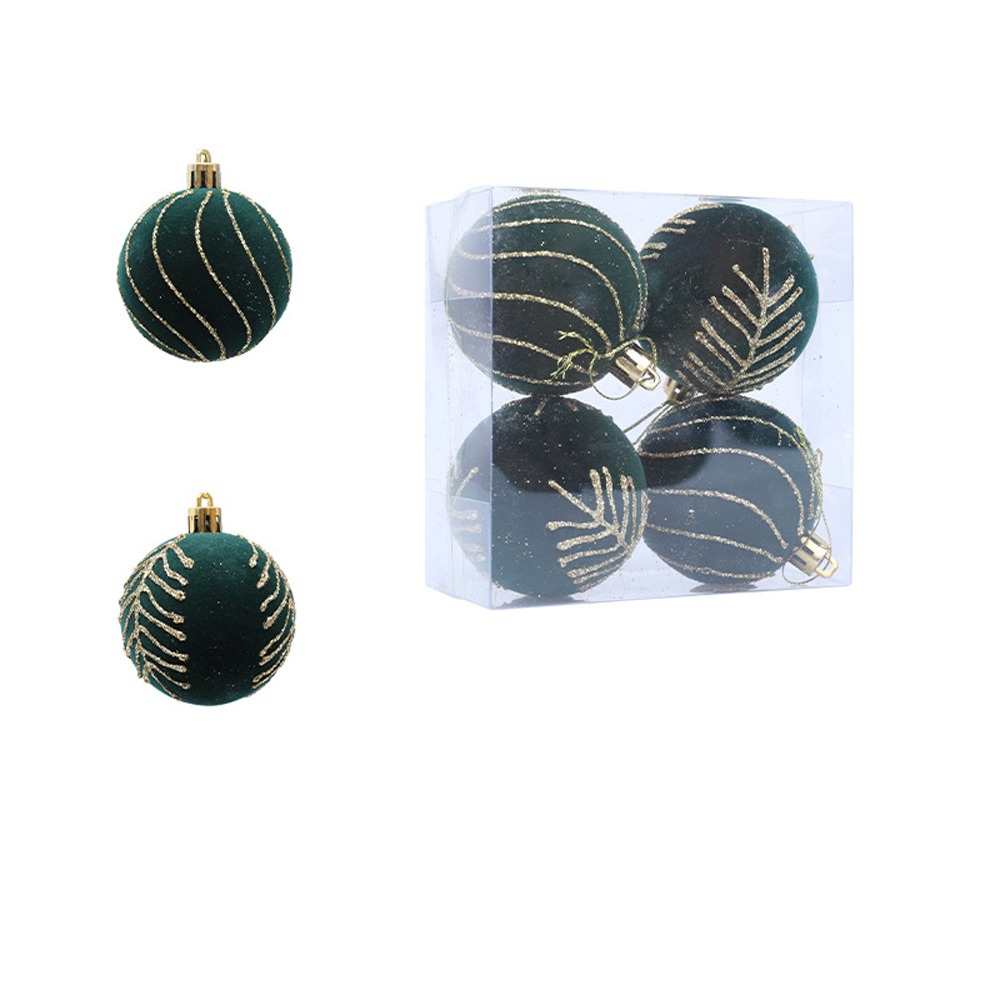 6cm Christmas Balls Set DIY Crafts Shatterproof Christmas Hanging Balls Flocking Christmas Spheres Pendant Photographic Props: Olive