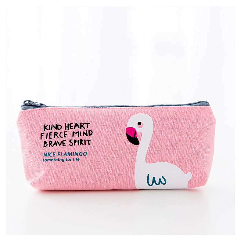 SQUMIDER 1PC Cute Flamingo Canvas Pencil Cases Stationery Storage Pen Bag School Office Pencil Bags Lovely Pencil Pouch: A1