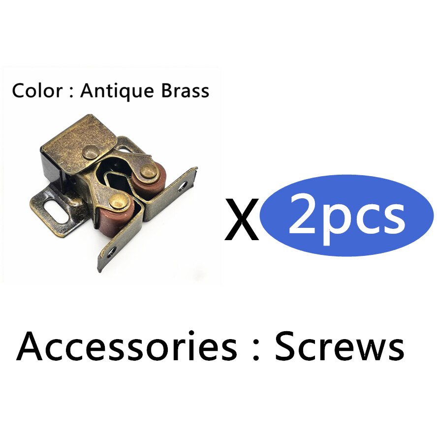 2pcs/Lot Cabinet Catch Latch Door Catches Drawer Latch Stopper with Screws for Wardrobe Furniture Accessories Hardware Fittings: Antique Brass x 2pcs