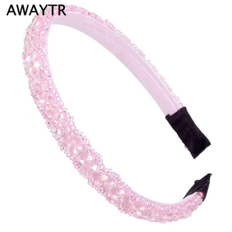 AWAYTR Trendy Kleurrijke Steentjes Elastische Haarband Haaraccessoires voor Vrouwen Party Vintag Crystal Hoofdband Tiara: Pink