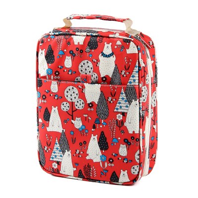 Creativa cartuchera 150 Solt de gran capacidad de colores, cartuchera multifuncional con estampado Floral de animales de dibujos animados, caja para lápices, suministros de arte: Bear Red
