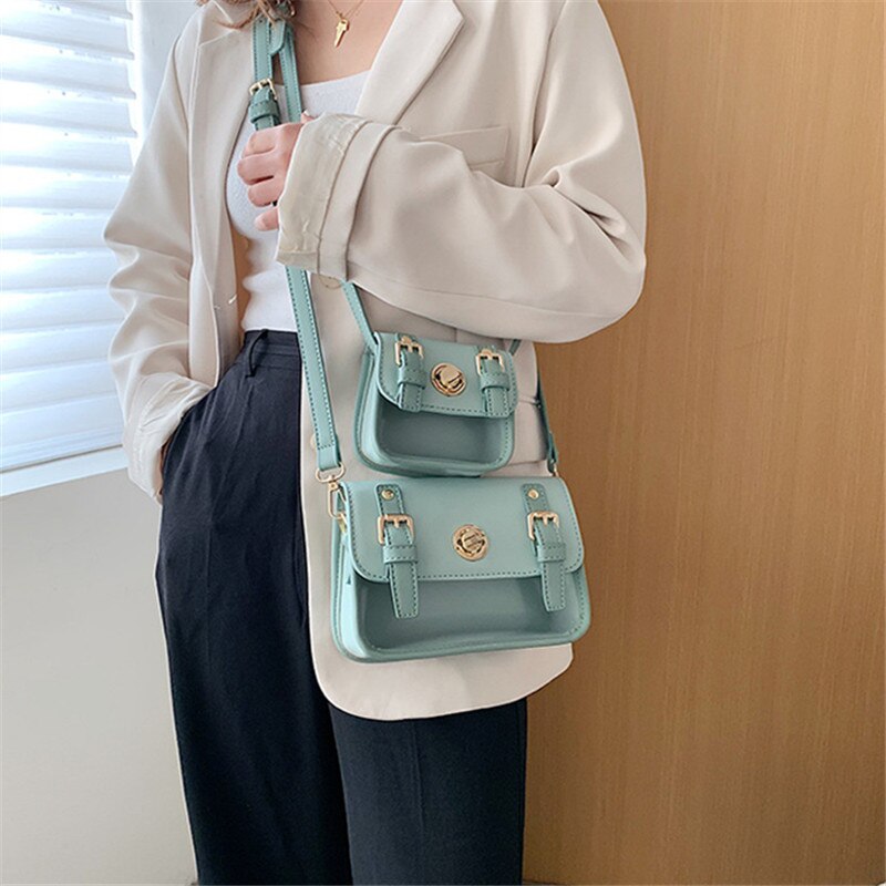 Flickväska damväska avslappnad sidväska korea lås axelväska