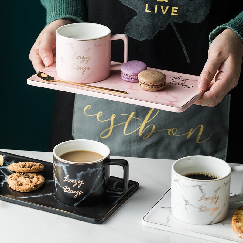 Złota łyżka filiżanka kawy talerz ceramiczny zestaw kawa herbata mleko klepki kubki skrzynka filiżanka robić mleka i herbaty deser Phnom danie z uchwytem nowości na prezent