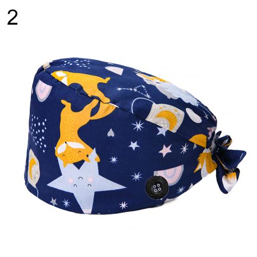 1PC Waschbär Fox Drucken Unisex Outdoor Sport Schweißband Kappe Schweiß Absorbierende Chirurg Krankenschwester Peeling Kappe Mit Taste Einstellbar Hut: 2