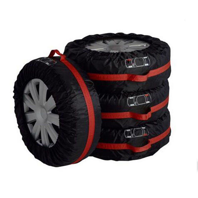 Cubierta de neumático de repuesto de coche para verano invierno poliéster Auto Protector de neumáticos bolsas de almacenamiento accesorios de rueda negra para vehículo Sedan SUV: Big Size Black Red